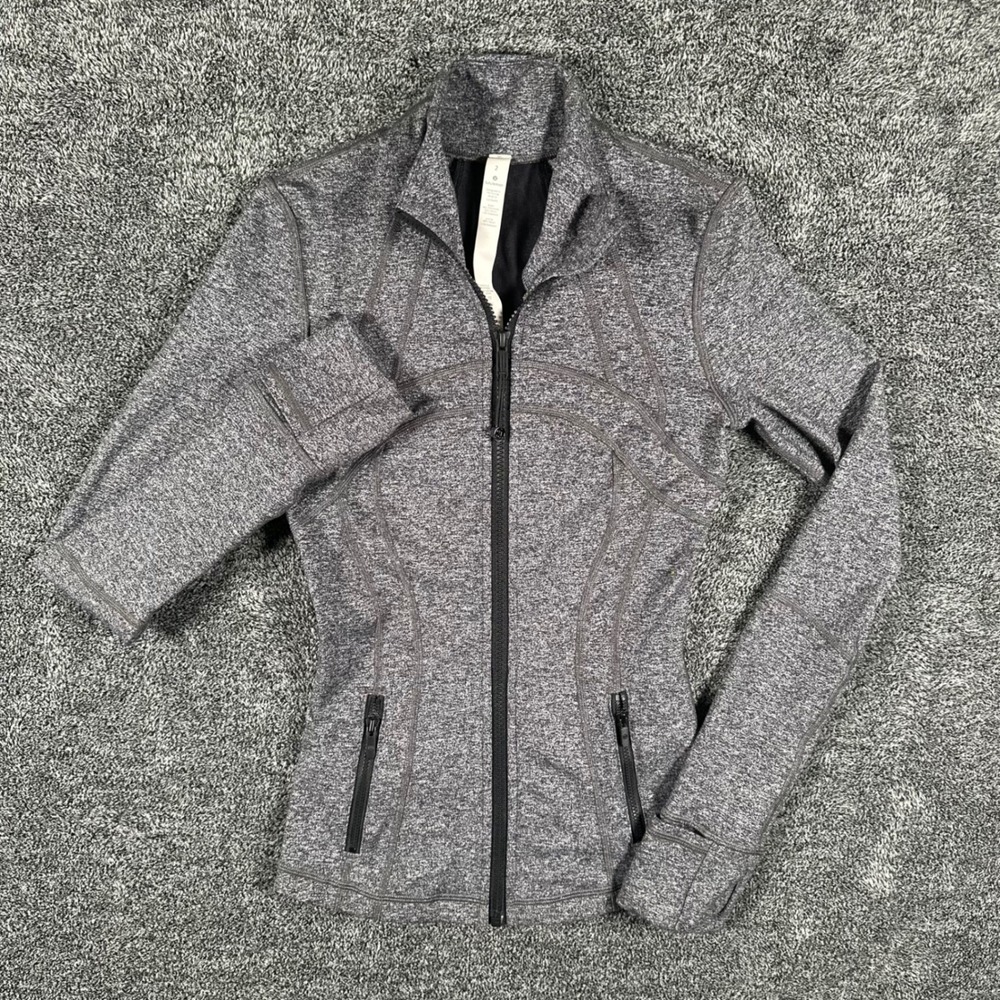 Lululemon Define Jacket Womens 2 Heathered Gray Space Dye Full Zip Athletic Yoga